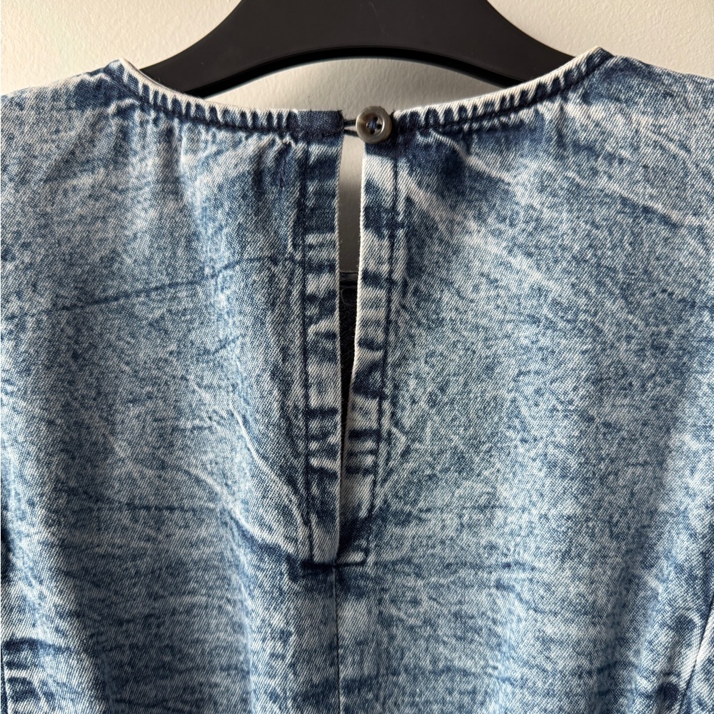 Pilcro Blue Embroidered Puff-Sleeve Denim Crop Top - Picture 10 of 16